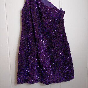 Prima Dress 2XL Purple Sequin One Strap Short Tight Formal Party Dress Prom